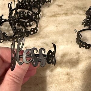 'Blessed' Script Metal Napkin Rings - Black
